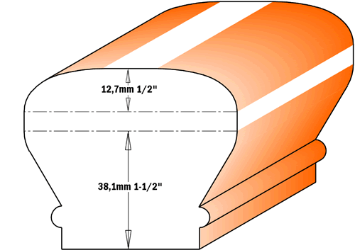 856.701.11 CMT Hand Rail Router Bit, 1-3/8&quot; diameter, 1/2&quot; shank 856.701.11 