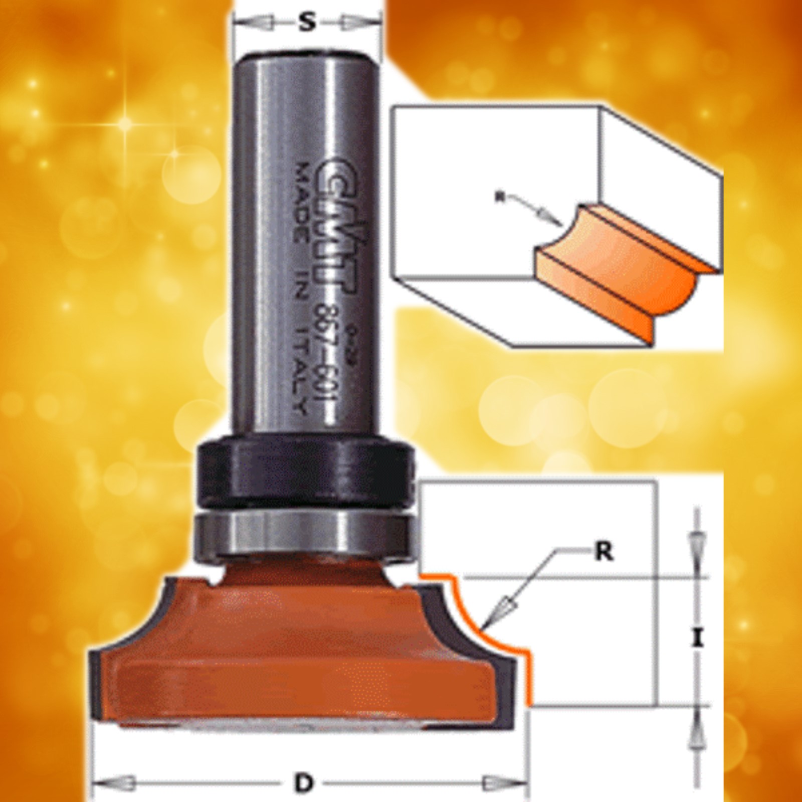 CMT Inverted Roundover Bit 867.602.11B CMT Inverted Roundover Router Bit  Profile - 5/16" radius