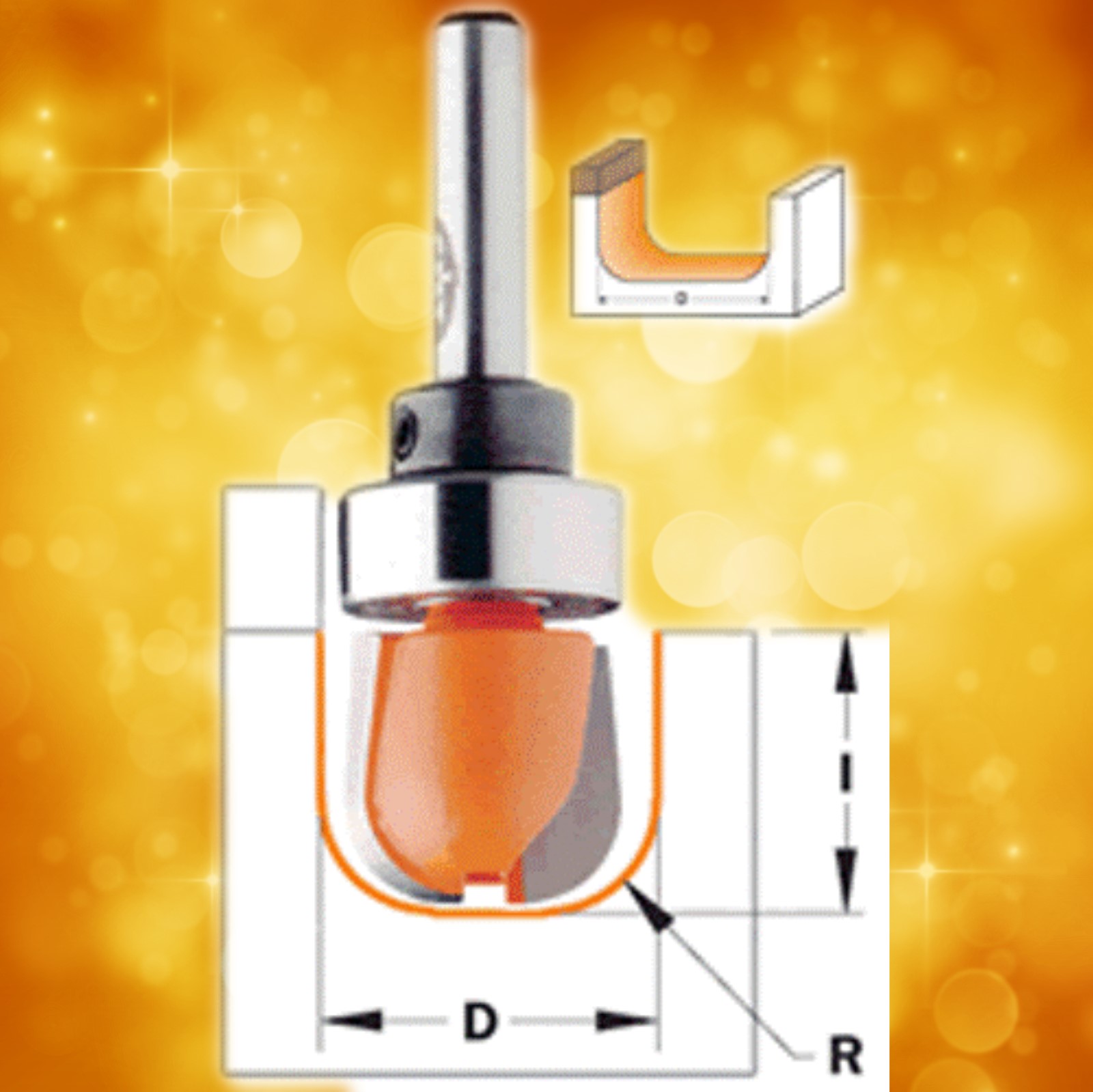 CMT Bowl and Tray Router Bit with Bearing 851.002.11B , 3/4" diameter, 1/4" shank