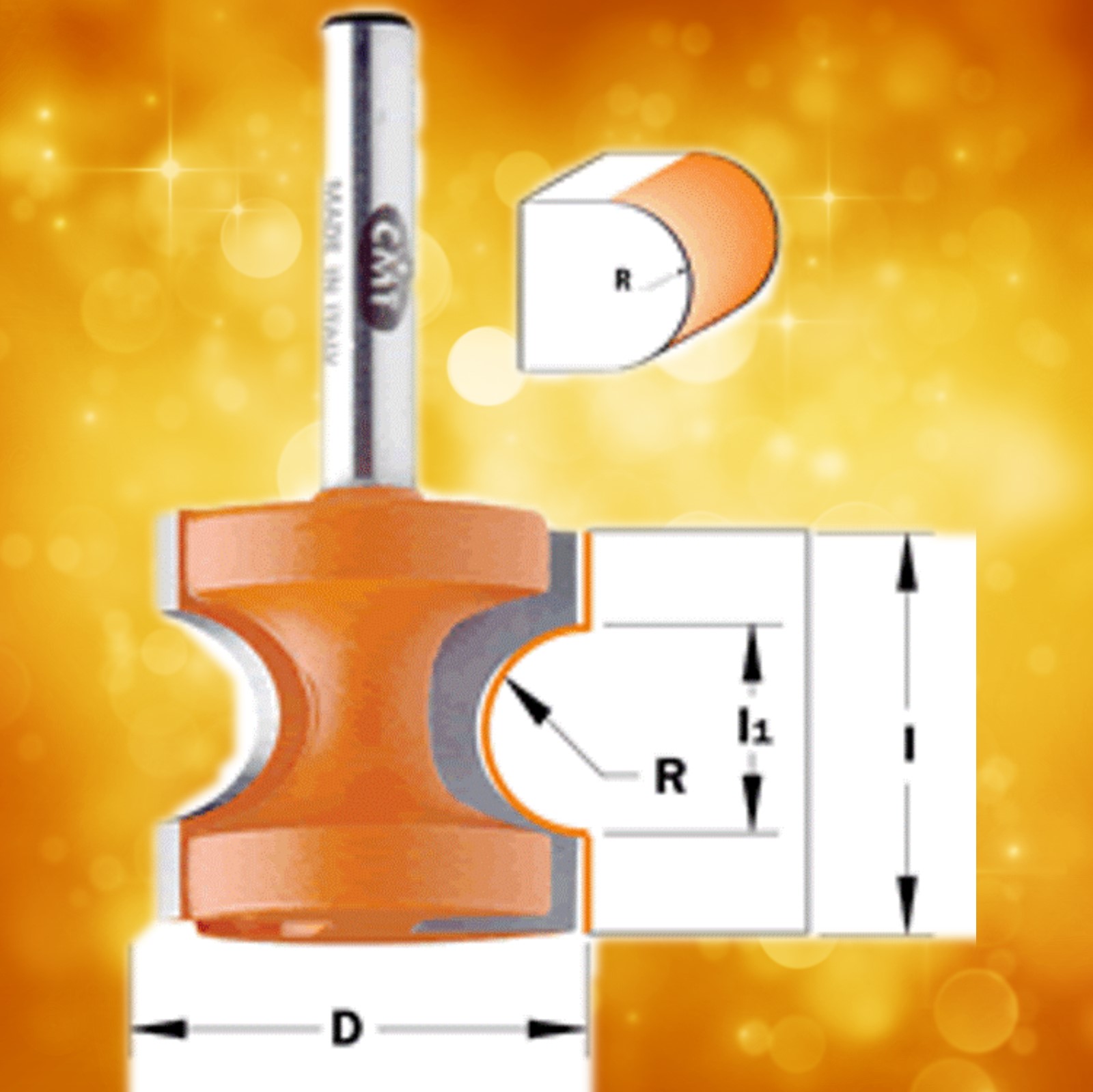 CMT Bull Nose Router Bit 1/4" radius 854.004.11, 1/4" shank