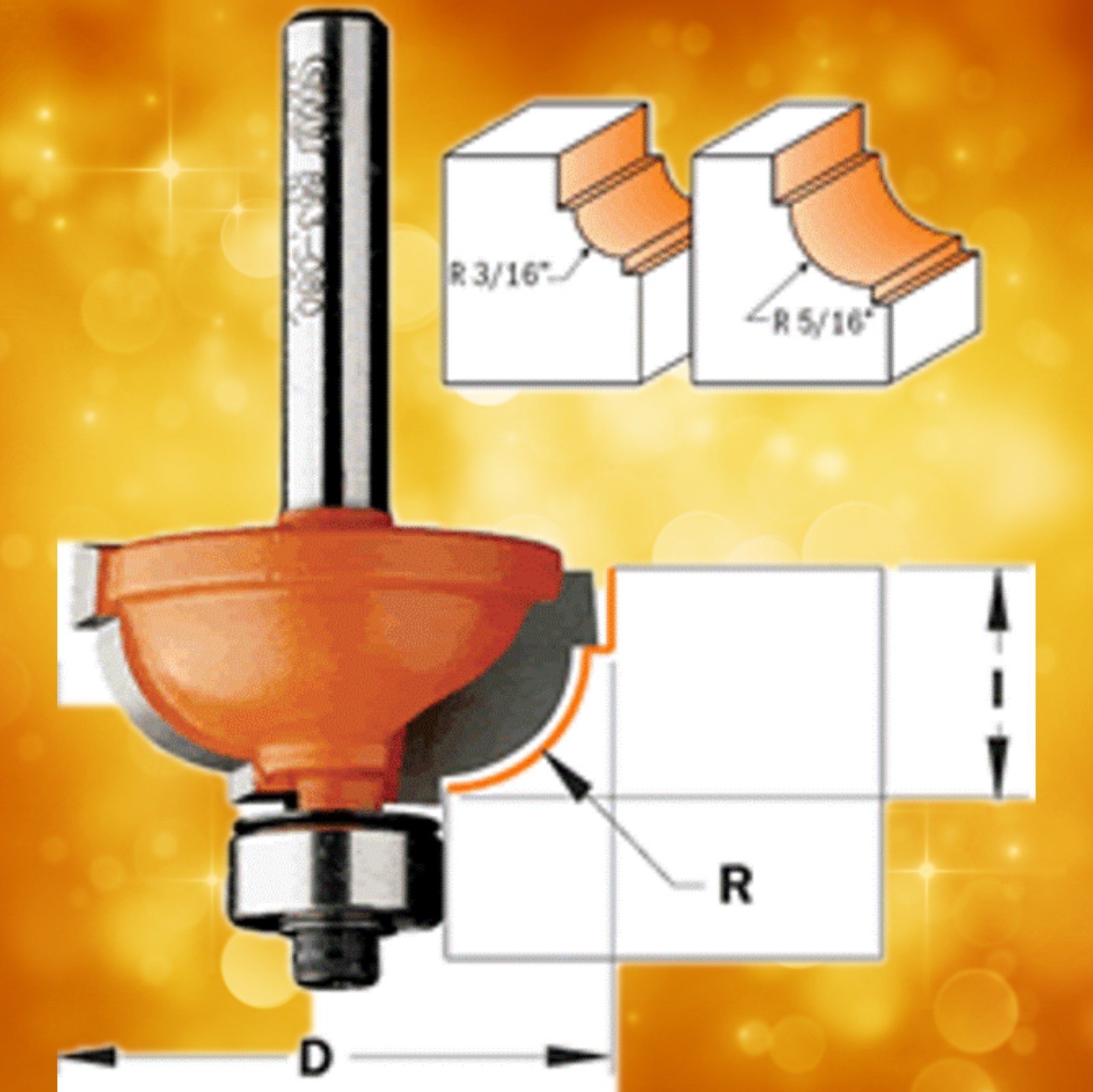 CMT Cavetto Edge Mold Router Bit 863.080.11, 5/16" diameter, 1/4" shank