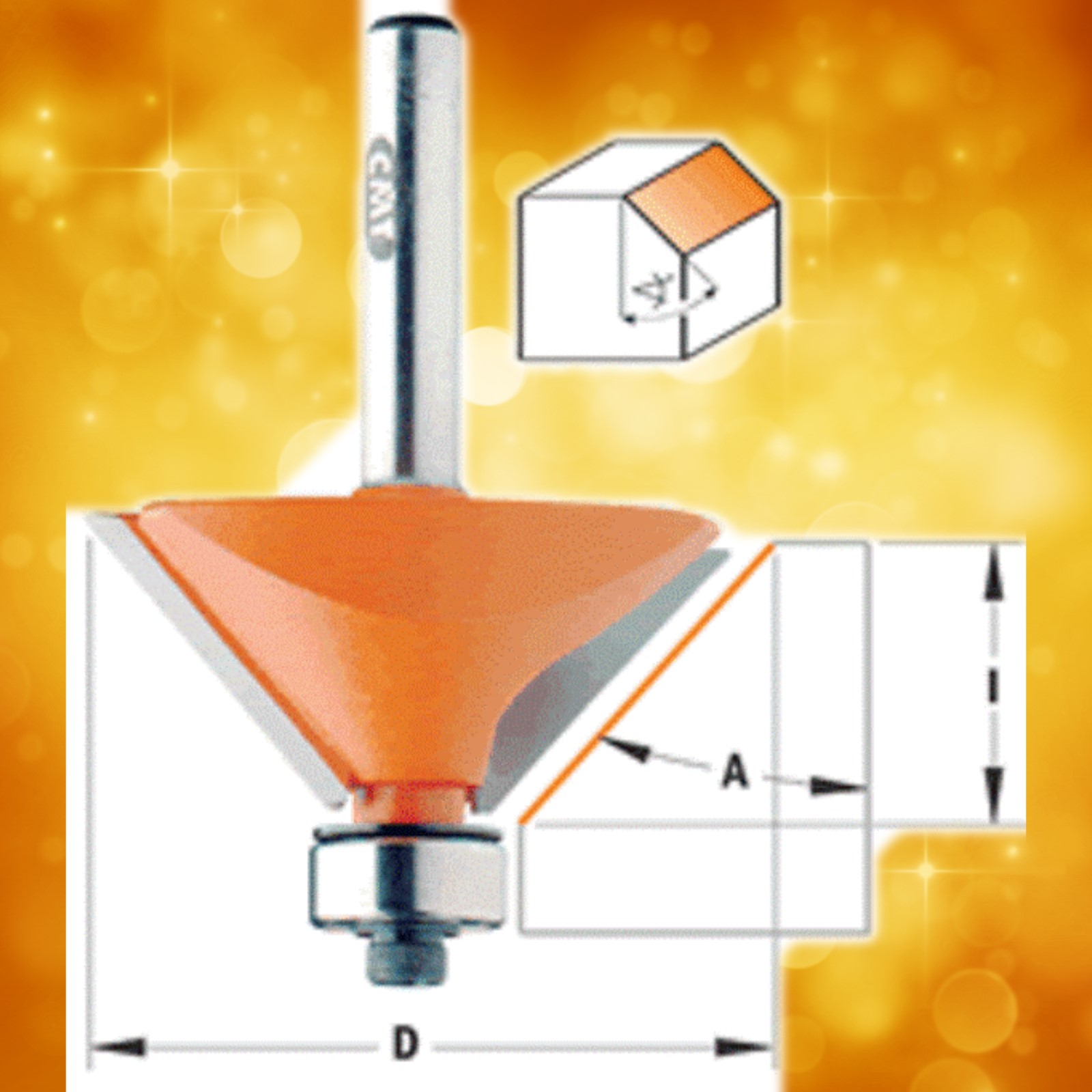 CMT Chamfer Router Bit 836.420.11 45º 1-3/4" diameter 1/4" shank