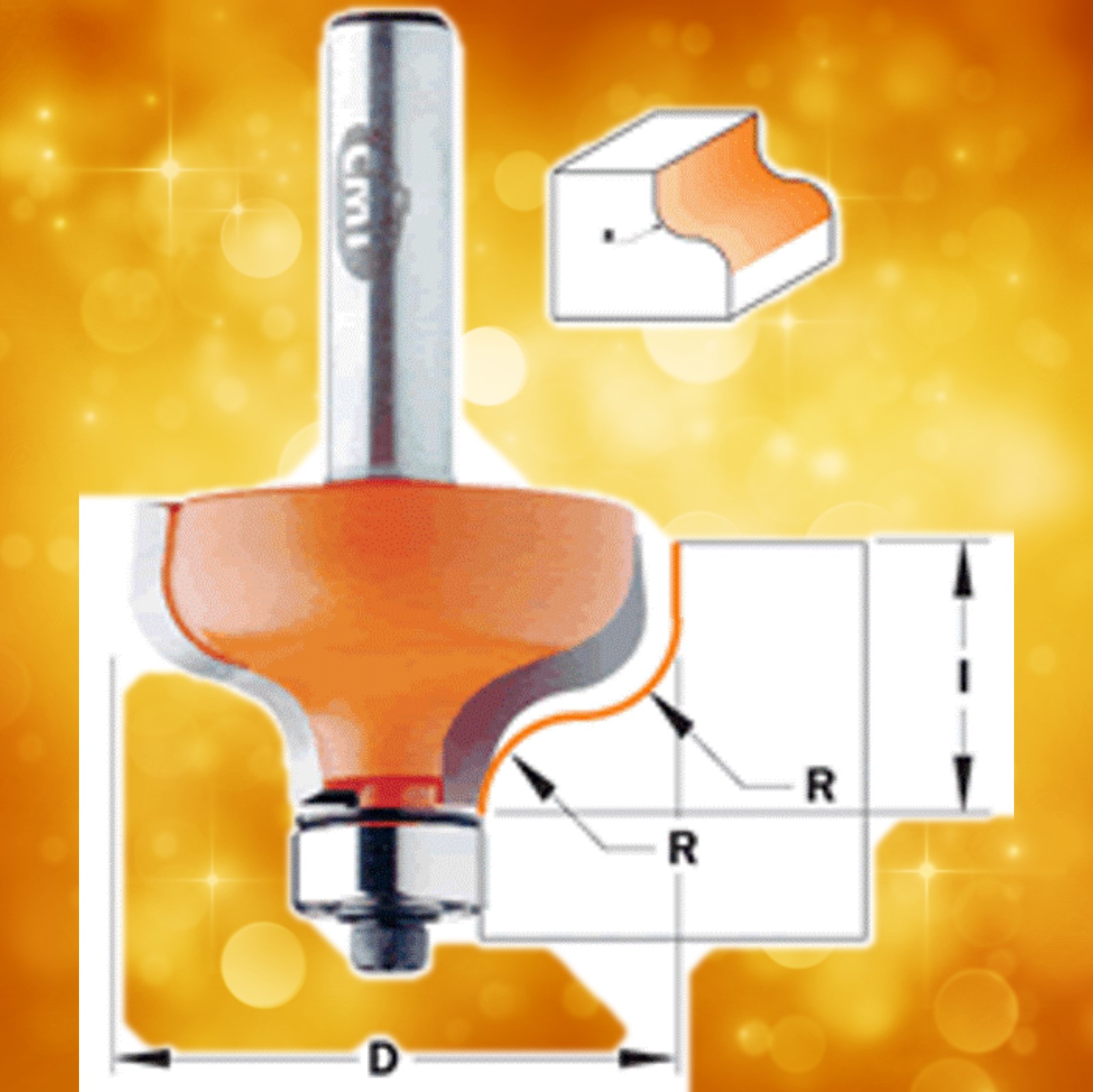 CMT Ogee  Router Bit 859.064.11 (Series 859) 1/4" radius, 1/4" shank