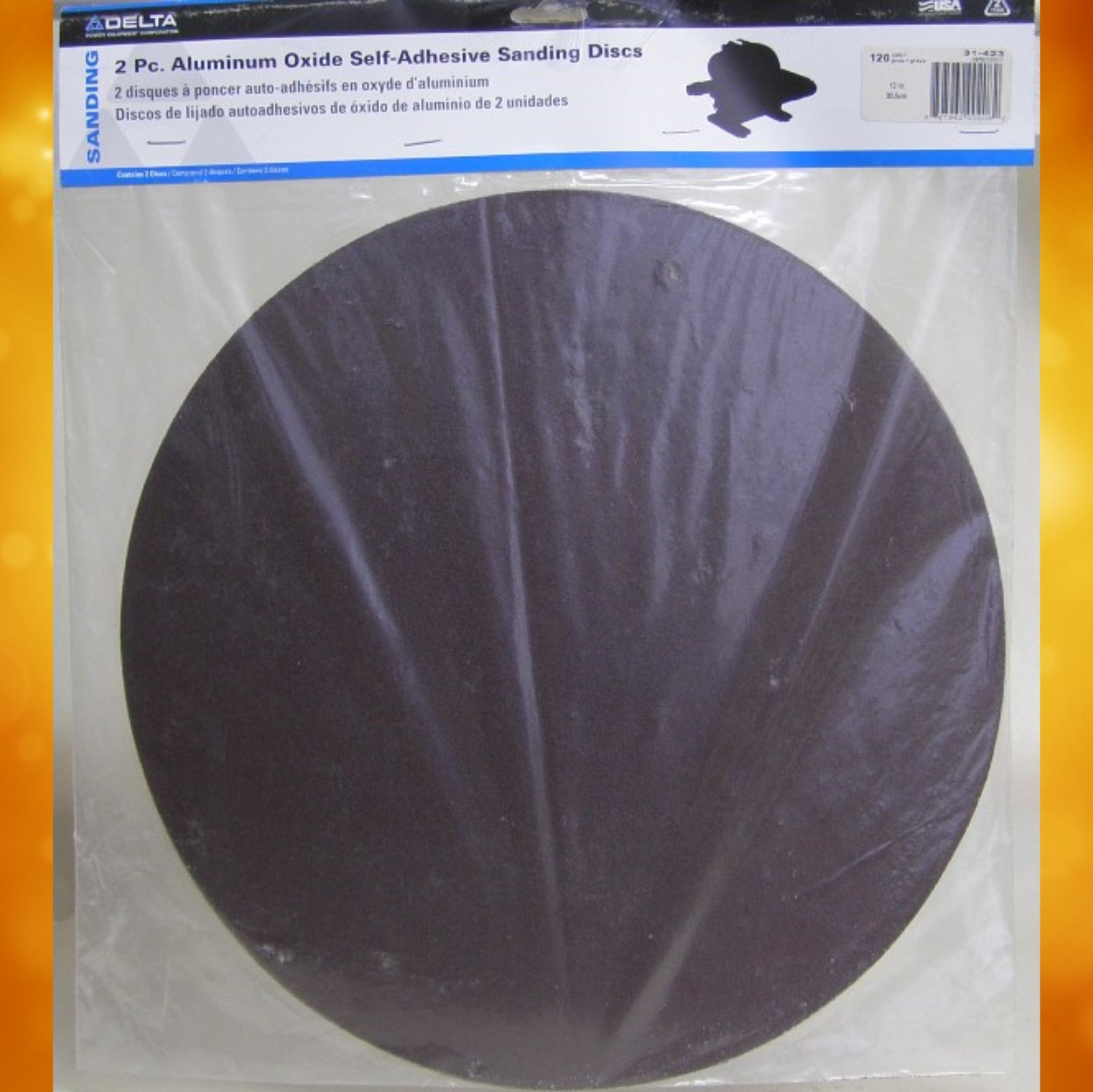 Delta 12" Dia. PSA Package of 2 ( Al. Oxide 120 Grit Fine) 31-423