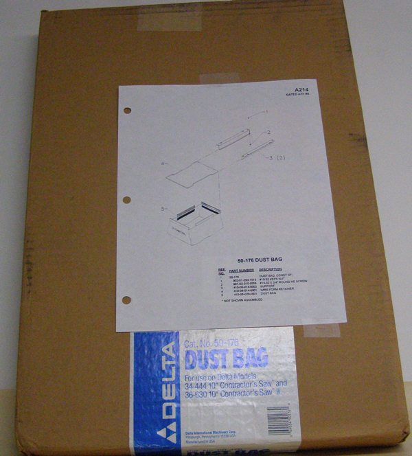 Delta Dust Bag 50-176 for use with Delta 34-444.and 36-630II 10" Tsble Saws 50-176