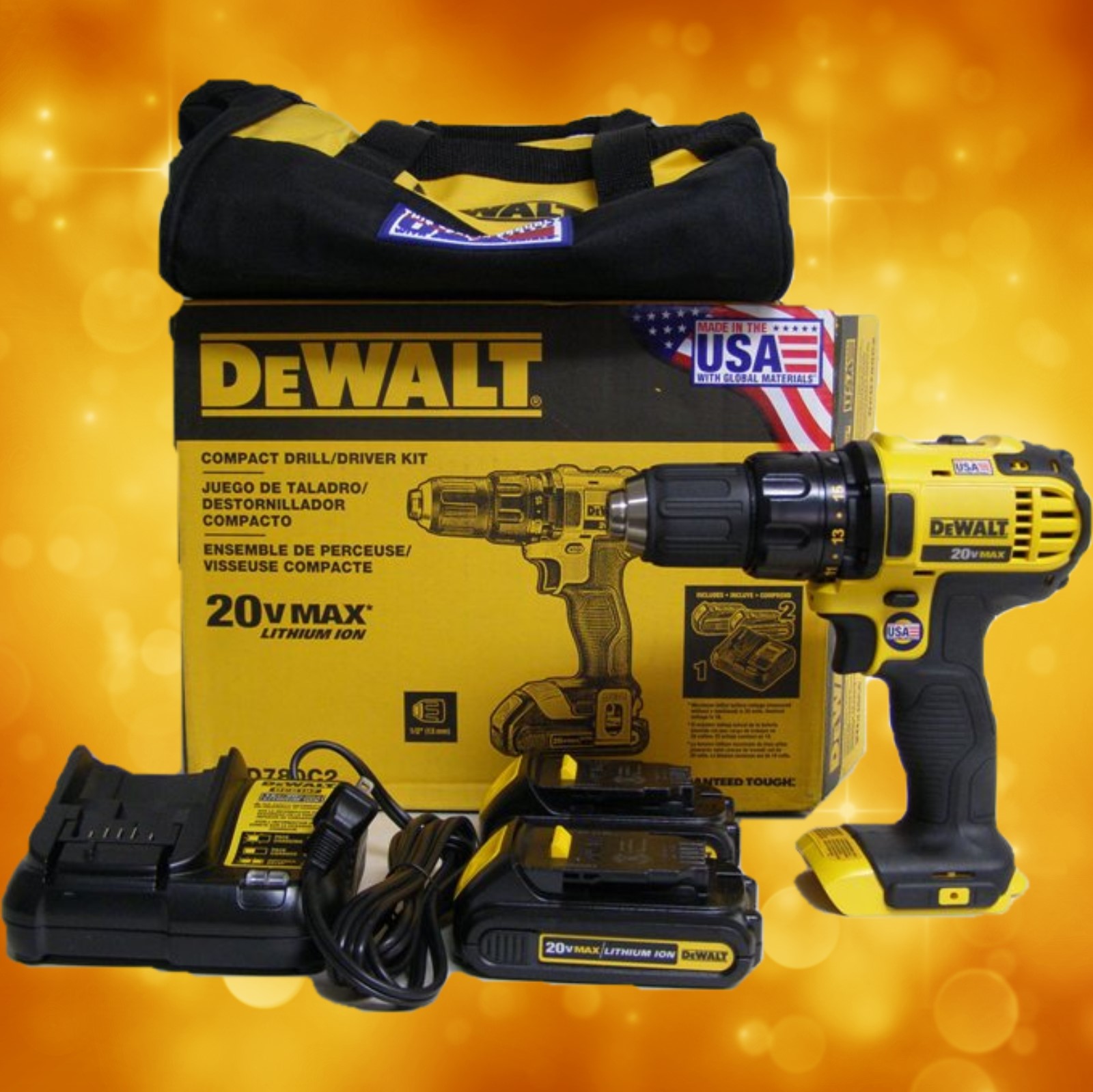 Dewalt DCD780C2 20V Compact Drill Kit for sale online