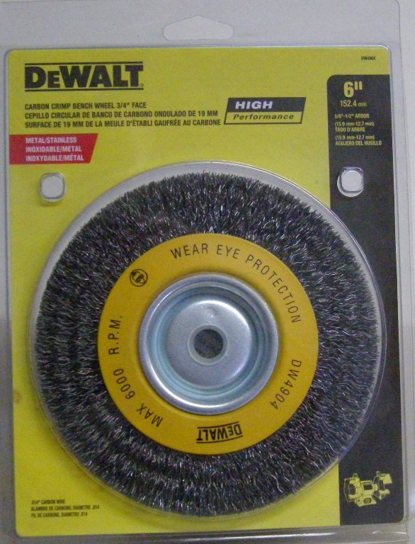 DeWalt 6" Crimped Bench Wire Wheel - 5/8"-1/2" Arbor, 3/4" Face Width DW4904