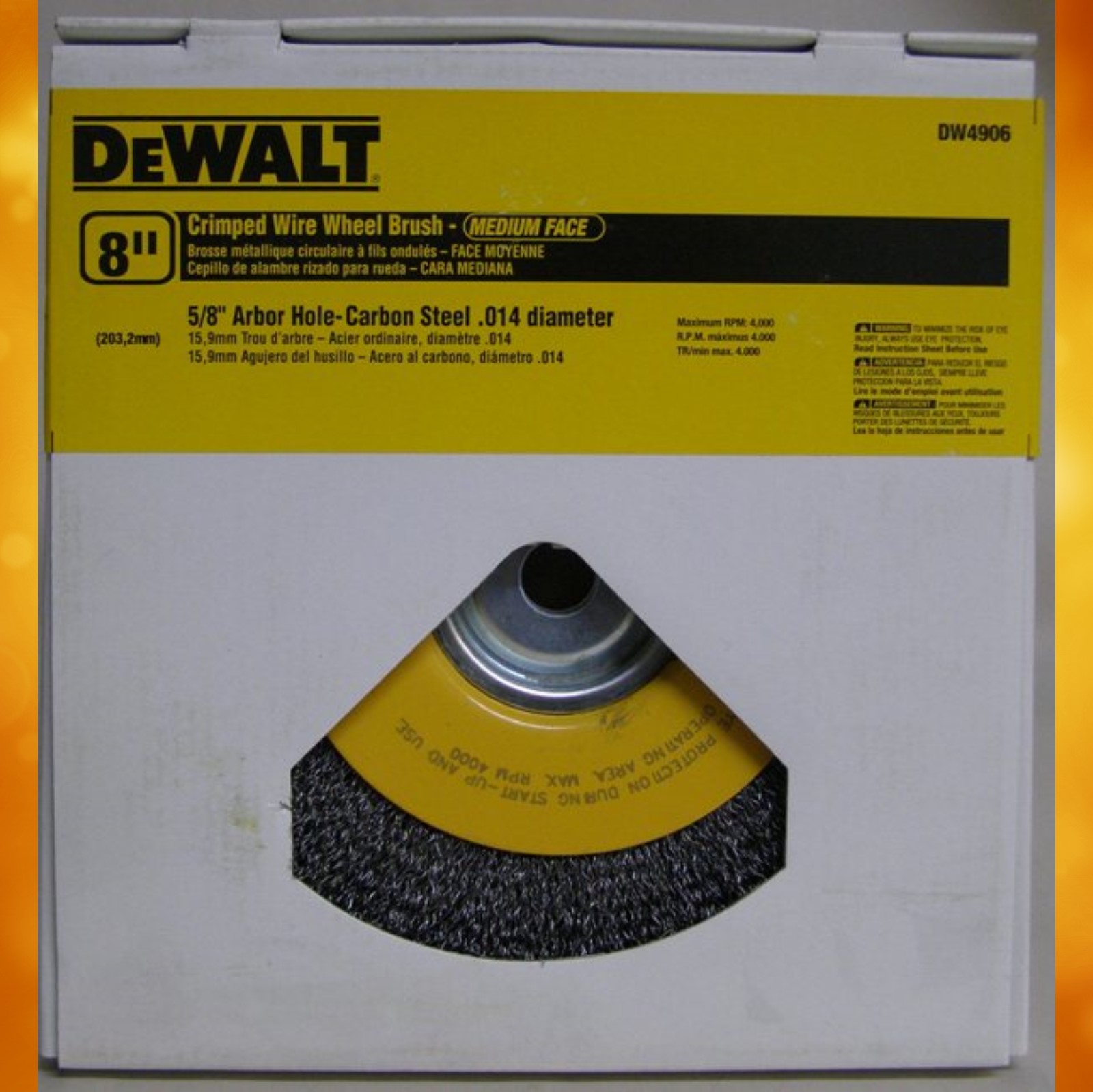 DeWalt 8&quot; Crimped Bench Wire Wheel - 5/8&quot; Arbor, 3/4&quot; Face Width DW4906