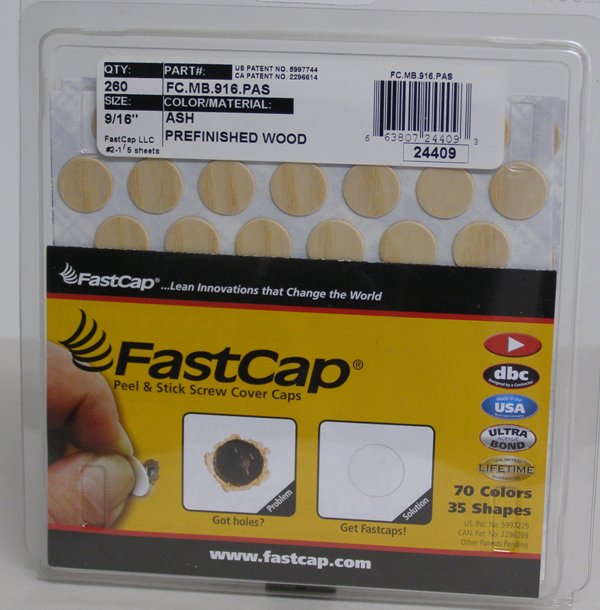 FastCap FC.MB.916.PAS Ash Screw Caps Peel &amp; Stick Finished Wood 9/16&quot; 260 Caps
FC.MB.916.PAS