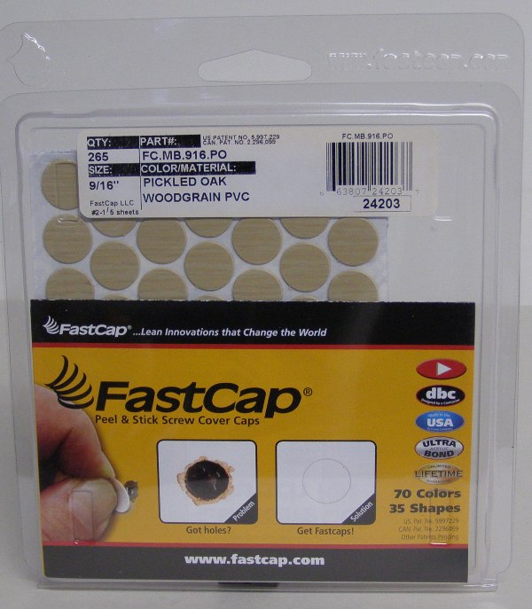 FastCap FC.MB.916.PO Pickled Oak Screw Caps Peel &amp; Stick PVC 9/16&quot; 260 Caps
FC.MB.916.PO