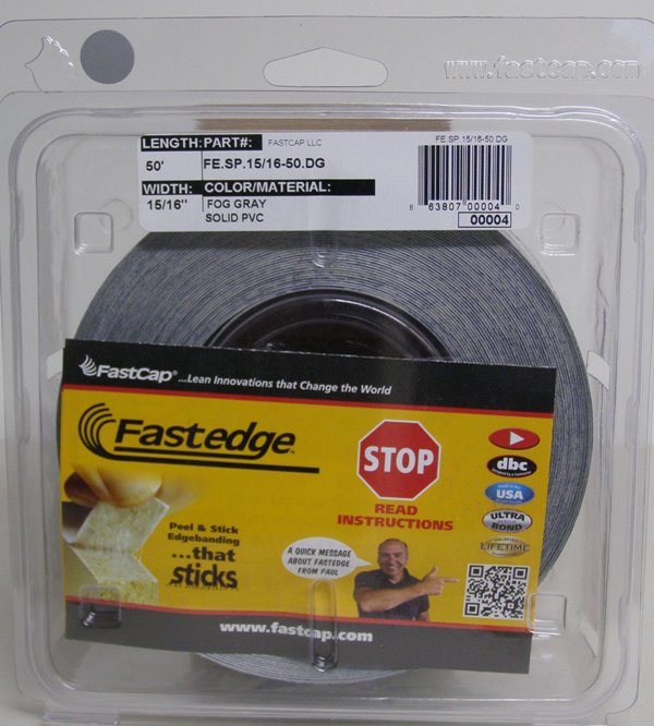 FastCap Fog Gray Edge Banding Tape PVC 15/16&quot; 50 ft Roll
FE.SP.15/16-50.DG