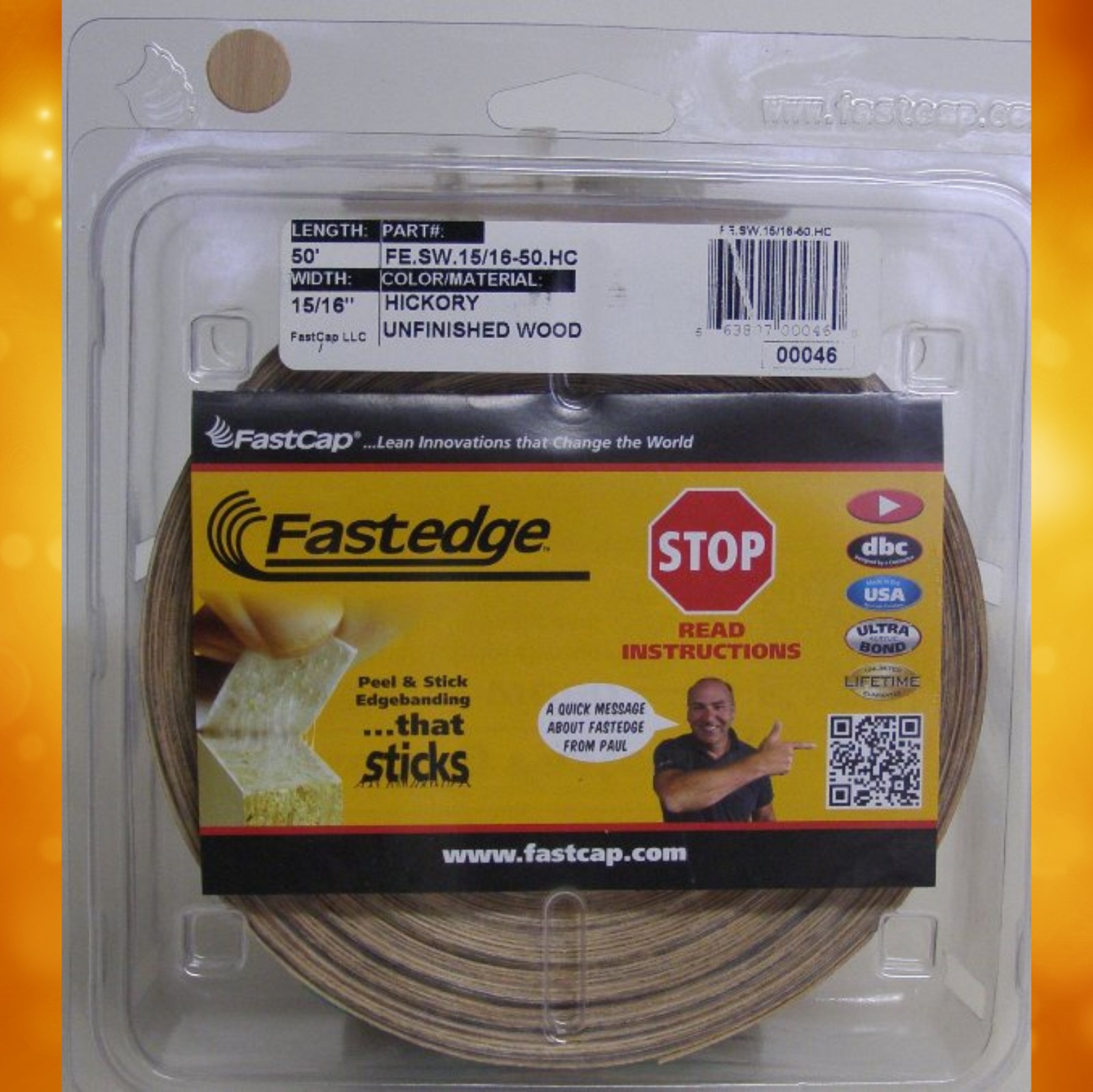 FastCap Hickory FE.SW.15/16-50.HC Edge Banding Tape Unfinished Solid Wood 15/16&quot; 50 ft Roll
FE.SW.15/16-50.HC