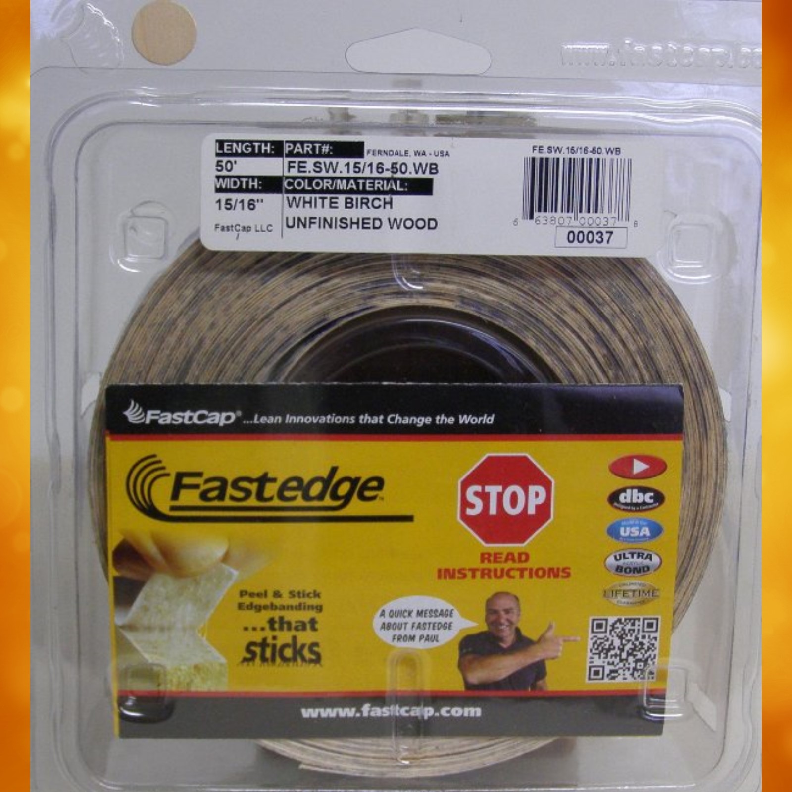 FastCap White Birch FE.SW.15/16-50.WB Edge Banding Tape Unfinished Solid Wood 15/16&quot; 50 ft Roll
FE.SW.15/16-50.WB