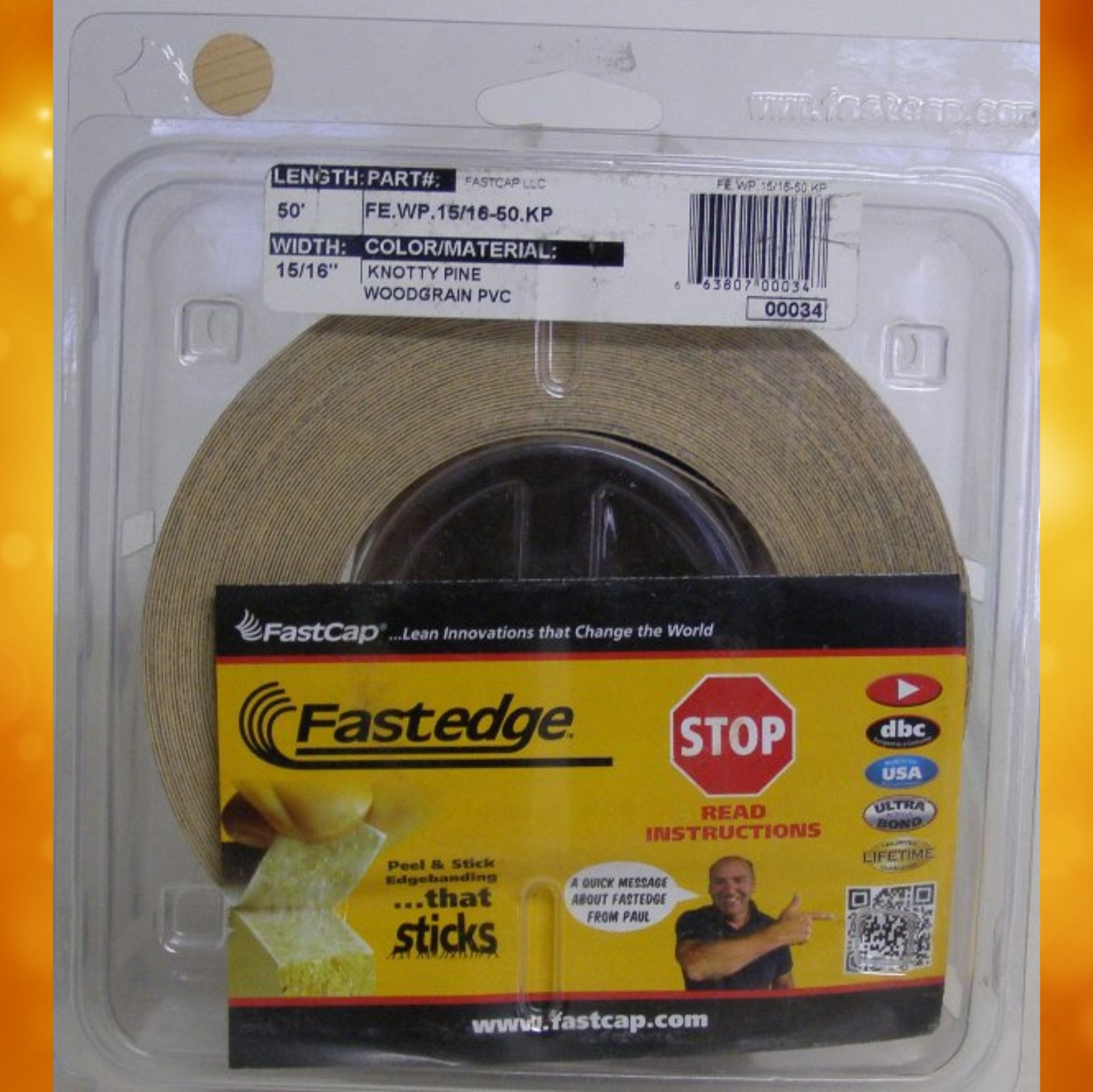 FastCap Knotty Pine Edge Banding Tape PVC 15/16&quot; 50 ft Roll
FE.WP.15/16-50.KP