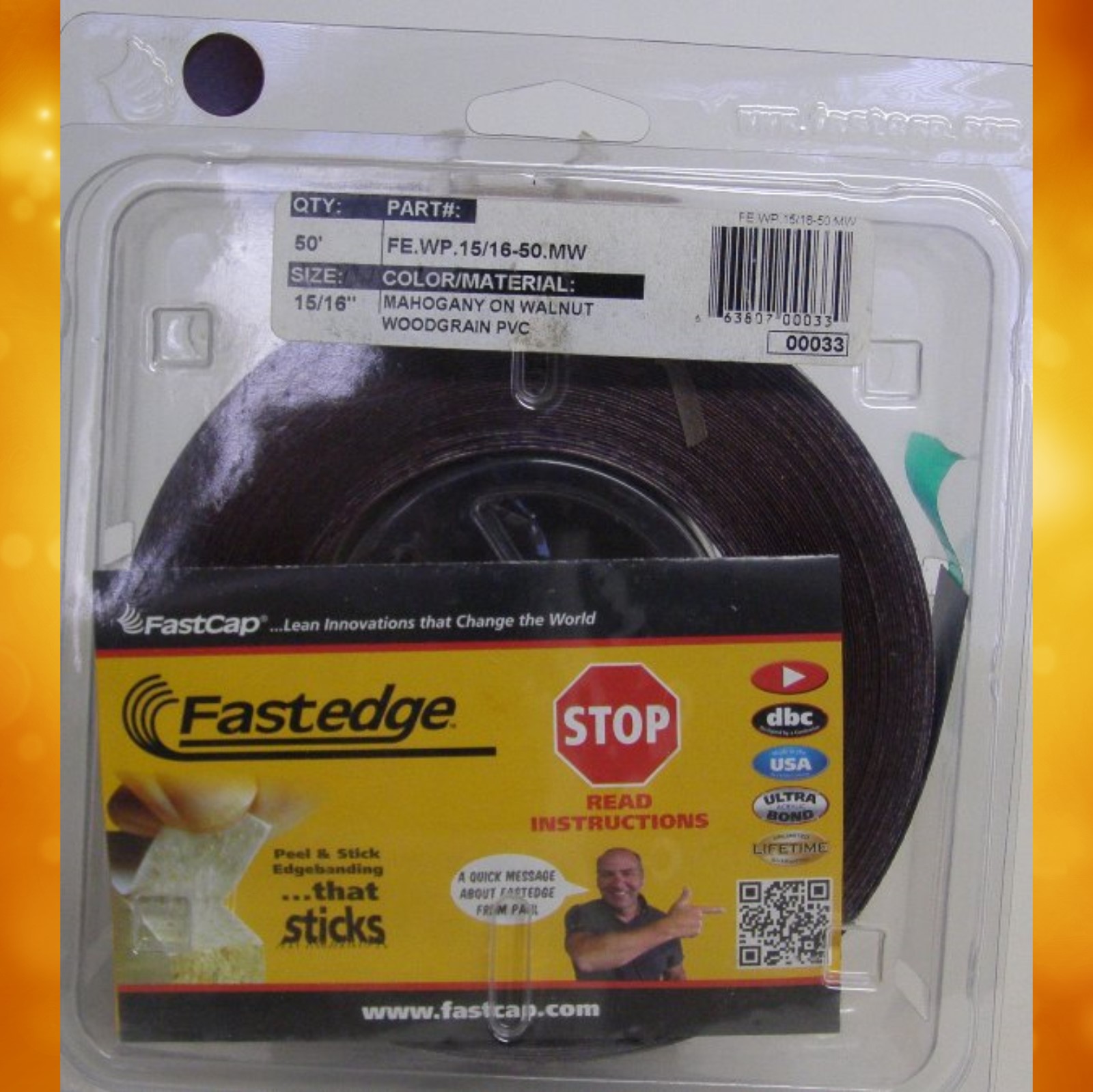 FastCap FE.WP.15/16-50.MW Mahogany Walnut Edge Banding Tape PVC 15/16&quot; 50 ft Roll
FE.WP.15/16-50.MW