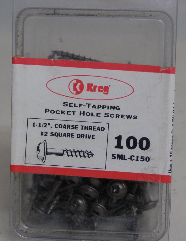 Kreg Pocket Hole Screws SML-C150-100 Kreg 1-1/2" #7, Self-Tapping, Coarse-Thread, Washer Head, 100 count SML-C150-100