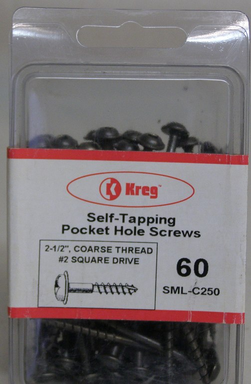 Kreg Pocket Hole Screws SML-C250-60 Kreg 2-1/2" #8, Self-Tapping, Coarse-Thread, Washer Head, 60 count SML-C250-60