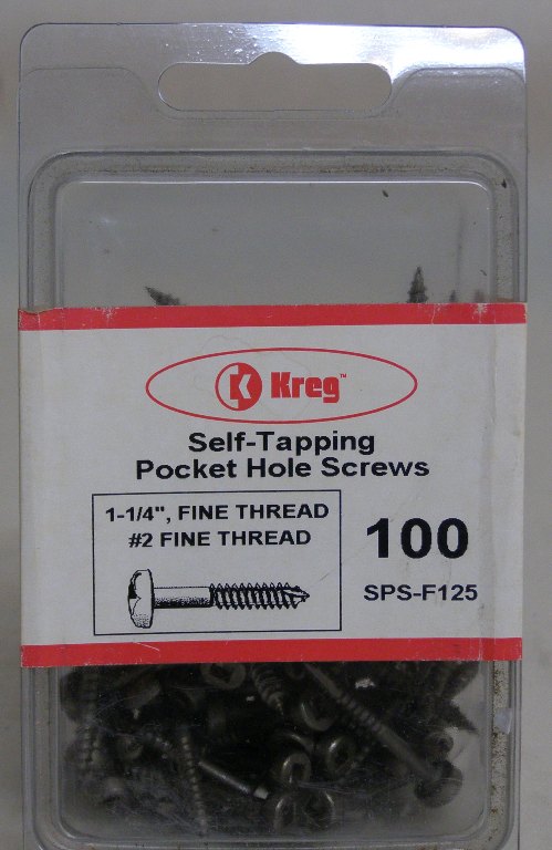 Kreg Pocket Hole Screws SPS-F125-100 Kreg 1-1/4" #7, Self-Tapping, Fine-Thread, Pan Head, 100 count SPS-F125-100