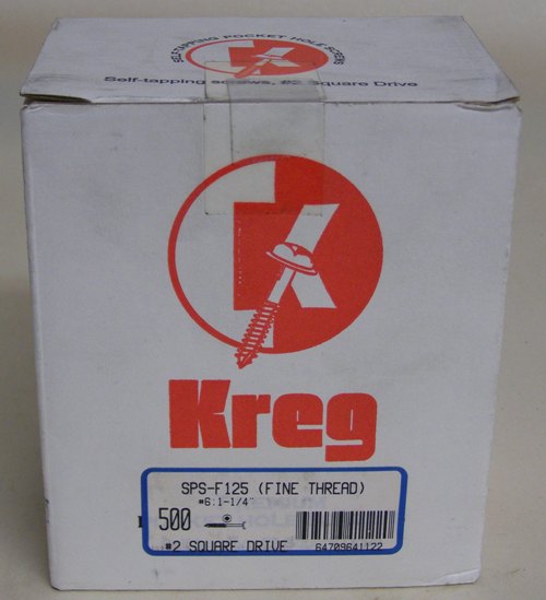 Kreg Pocket Hole Screws SPS-F125-500 Kreg 1-1/4&quot; #7, Self-Tapping, Fine-Thread, Pan Head, 500 count SPS-F125-500