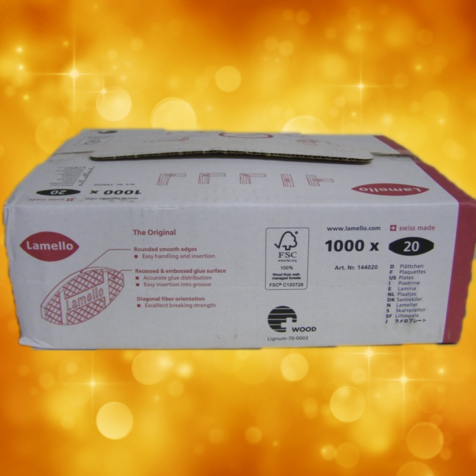 Lamello Biscuits  # 20  Biscuits 144020 Lamello # 20 (56 x 23 x 4 mm) Plates /Box of 1000  144020