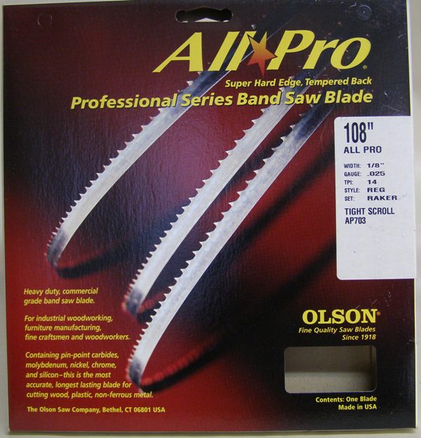thumbnail image 2 of 70" Olson Wood Band Saw Blade - 1/8" .018 8 HOOK - Made In USA (WB50809DB) 2 of 5