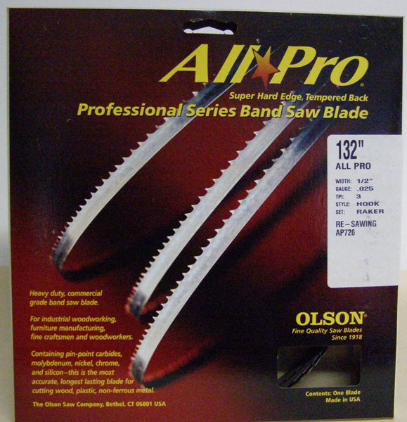 Olson AP72632 132" All Pro Band Saw Blade 1/2' .025 3TPI Hook