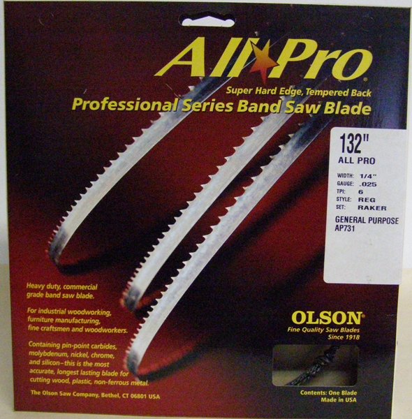 Olson AP73132 132" All Pro Band Saw Blade 1/4' .025 6TPI Reg 