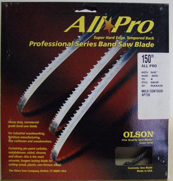Olson AP73850 150" All Pro Band Saw Blade 3/8" x .025" 4 TPI Style Skip Copy AP73850