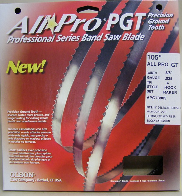 Olson 105" Band Saw Blade AP70305 Olson All Pro Band Saw Blades 105" x 1/8" x .025" 14 TPI Style Regular AP70305