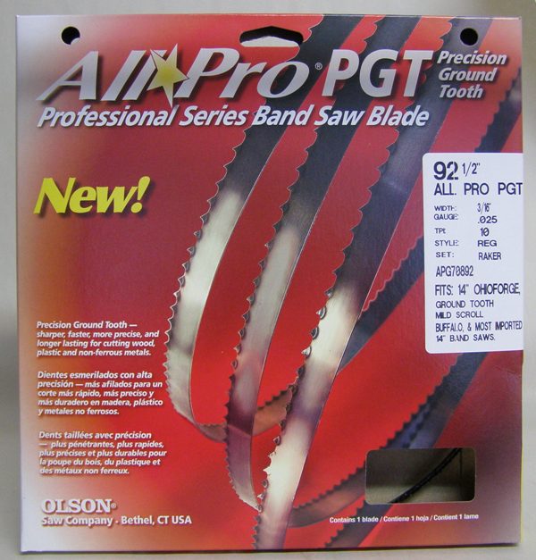 Olson All Pro Band Saw Blades 92-1/2" x 3/16" x .025" 10 TPI Style Regular AP70892