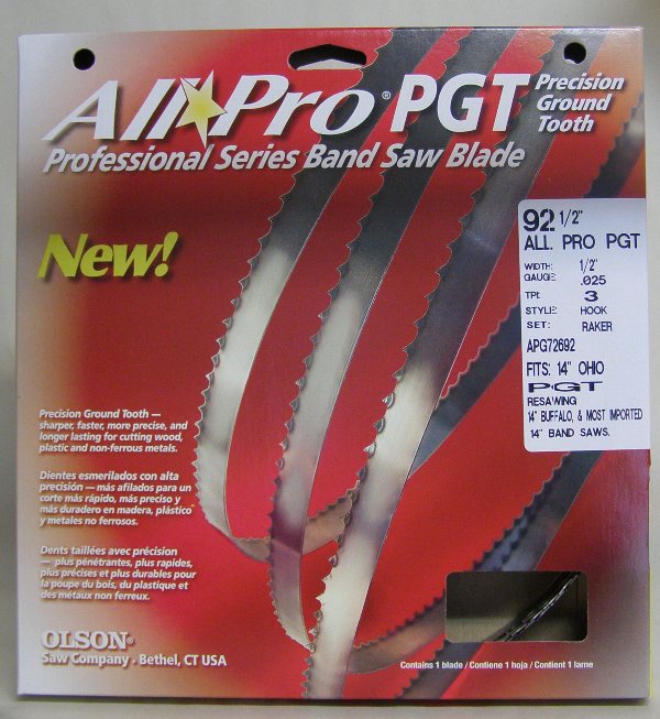 Olson Band Saw Blade AP72692 Olson All Pro Band Saw Blades 92-1/2" x 1/2" x .025" 3 TPI Style Hook AP72692