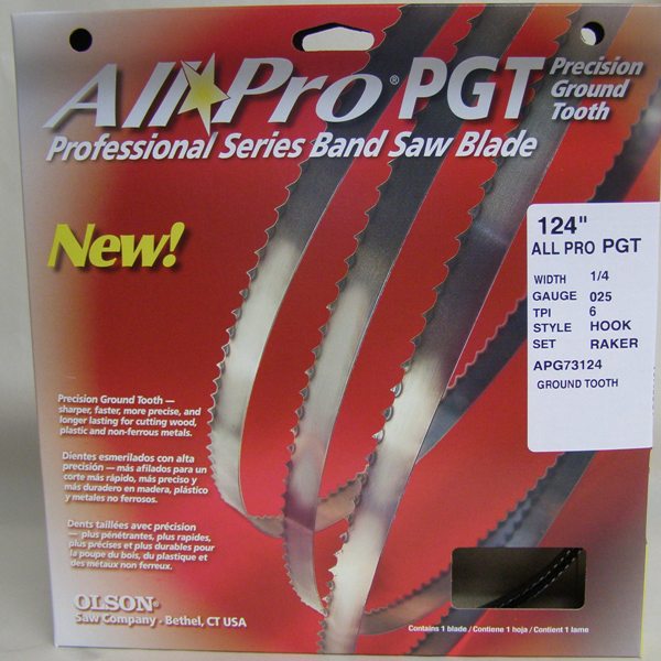 Olson Band Saw Blade AP73124 Olson All Pro Band Saw Blades 124" x 1/4" x .025" 6 TPI Style Regular AP73124