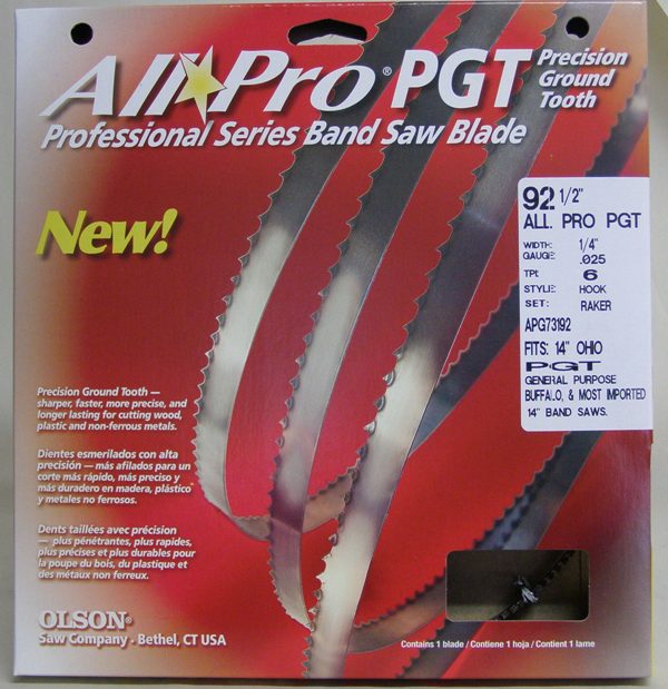 Olson Band Saw Blade AP73192 Olson All Pro Band Saw Blades 92-1/2" x 1/4" x .025" 6 TPI Style Regular AP73192