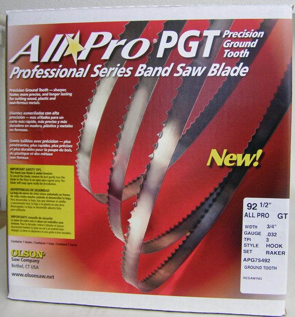 Olson Band Saw Blade AP75492 Olson All Pro Band Saw Blades 92-1/2" x 3/4" x .025" 3 TPI Style Skip AP75492