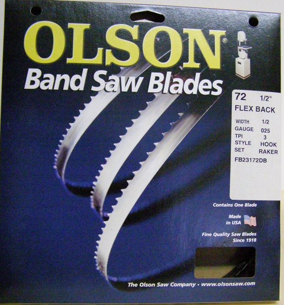 Olson Band Saw Blade TK21172 Olson Thin Kerf 72-5/8 x 1/2" x .020" 3 TPI Style Hook  TK21172