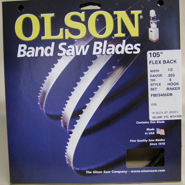 Olson Band Saw Blade FB23405 Olson Hard Edge Flex Back 105" x 1/2" x .025"  6 TPI Style Hook FB23405