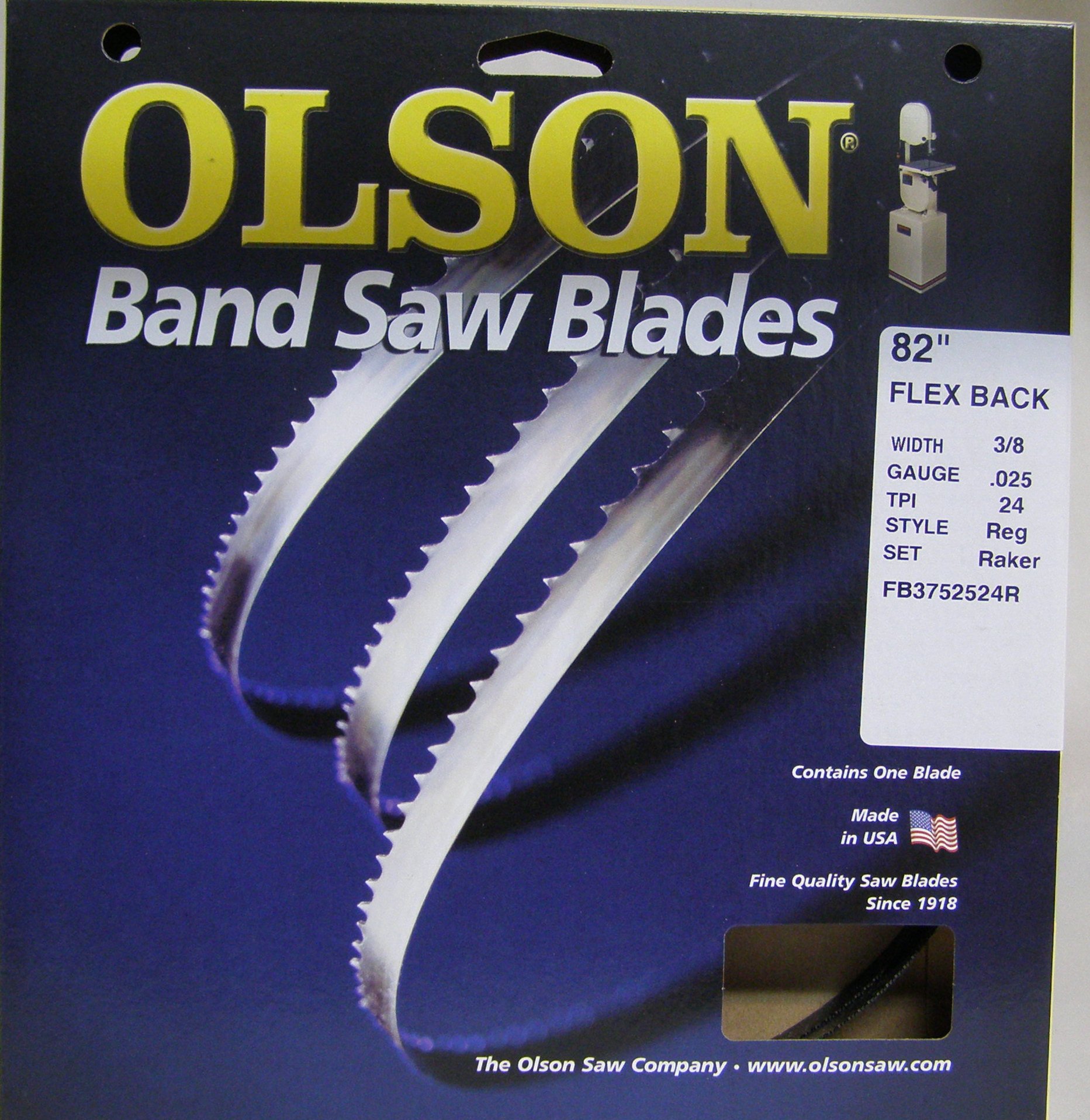 Olson Hard Edge Flex Back 82" x 3/8" x .025" 24 TPI Style Regular FB3752524R