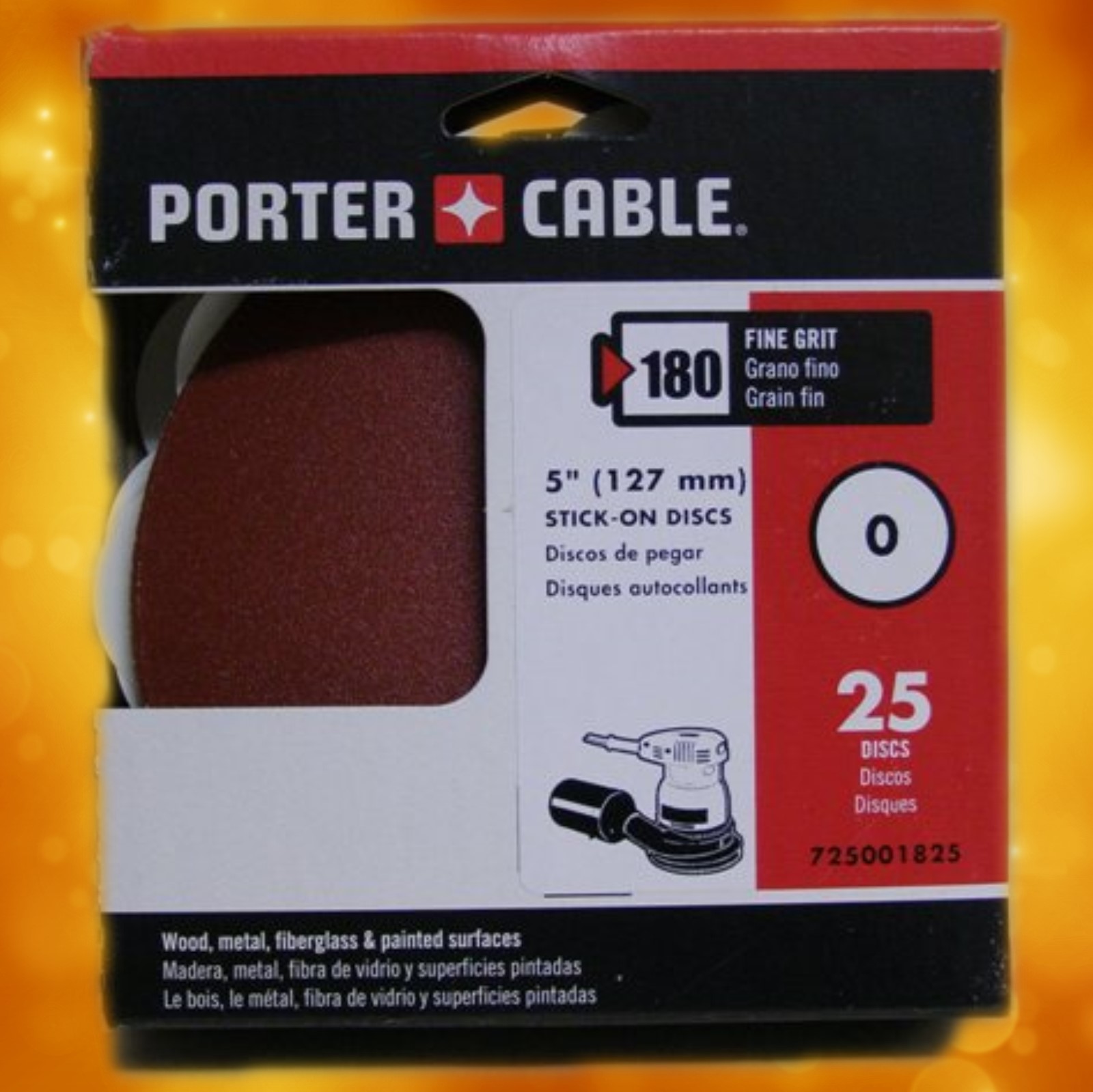 Porter-Cable 5" No-Hole, Adhesive-Backed Sanding Discs - 150 Grit (50 Pack) 725001550