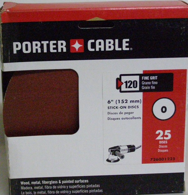 Porter Cable 6" PSA 120 Grit No Holes (25 Pack) 726001225