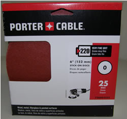 Porter Cable 6" PSA 220 Grit No Holes (25 Pack) 726002225