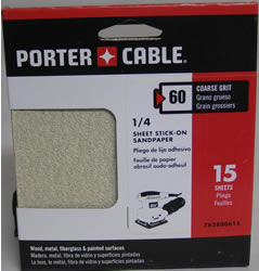 Porter-Cable 1/4 Sheet, Adhesive-Backed Sanding Sheets - 60 Grit 762800615