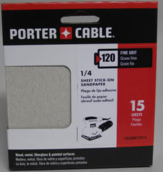 Porter-Cable 1/4 Sheet, Adhesive-Backed Sanding Sheets - 120 Grit 762801215