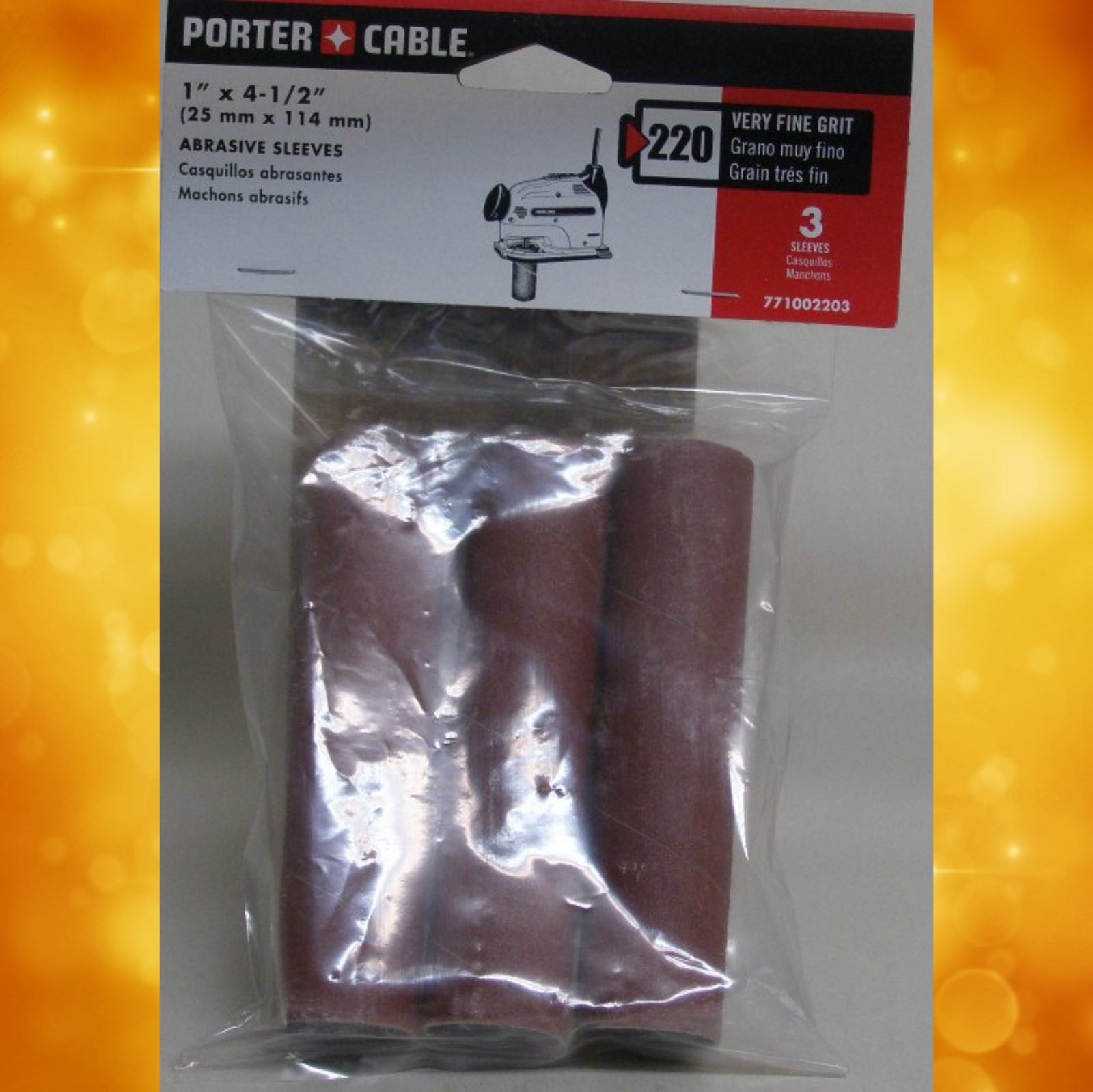 PORTER-CABLE 771002203 1-Inch Spindle 220 Grit Sanding Sleeve 3-Pack