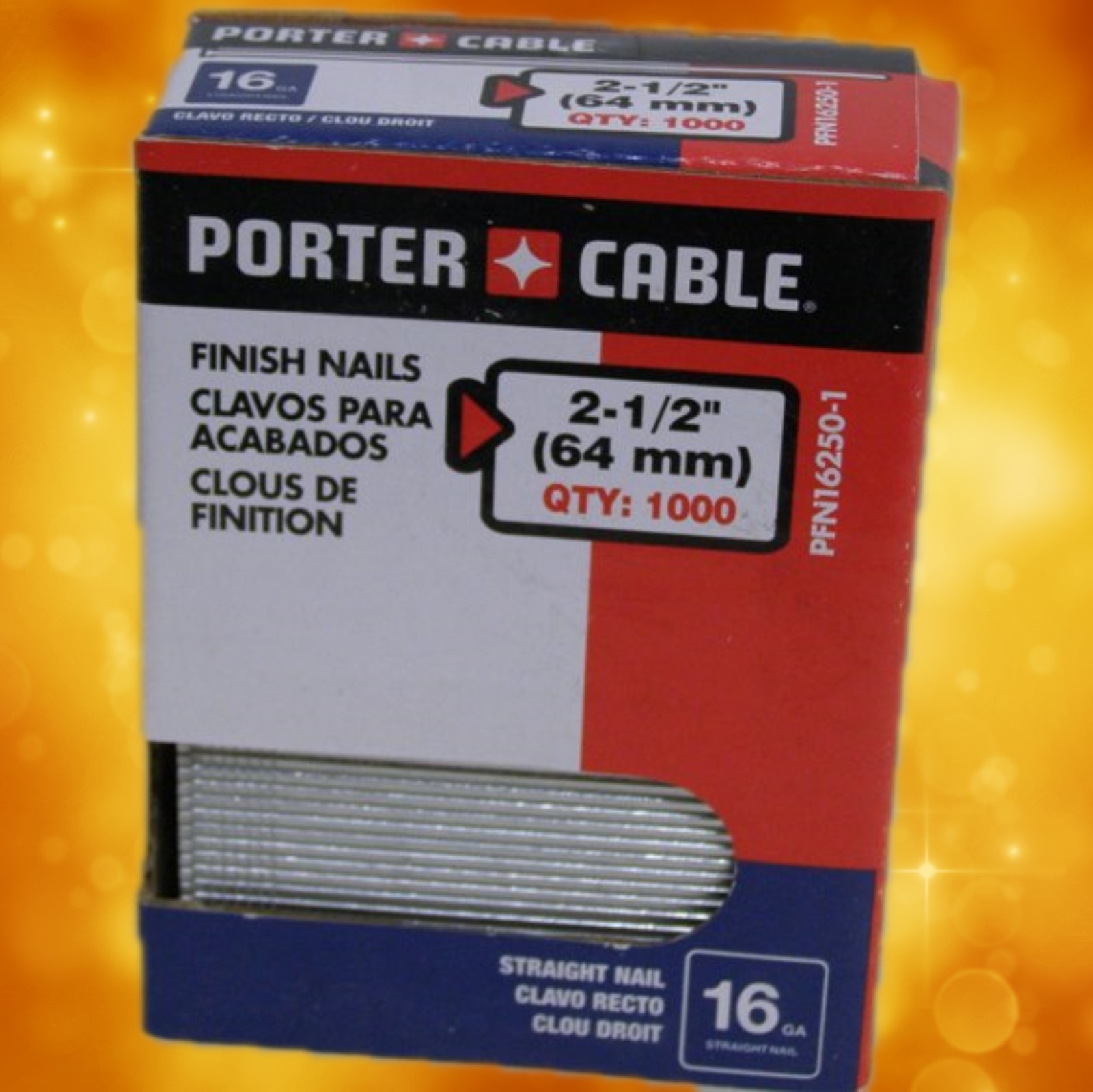 Porter-Cable 16 GA. X 2 1/2" Galvanized Finish Nails Quantity of 1000 FN16250-1
