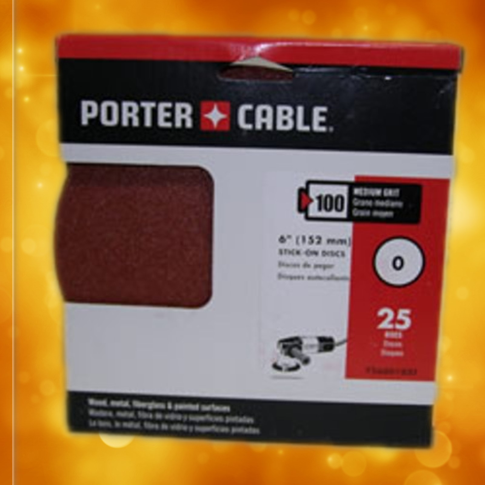 Porter Cable 6" PSA 100 Grit No Hole (25 Pack) 726001025