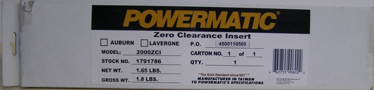 Powermatic Table Saw Insert 1791786, Zero-Clearance for PM2000
1791786