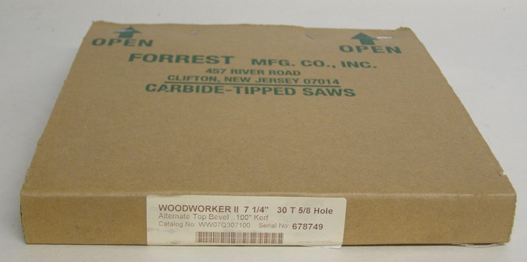 Forrest Woodworker II Saw Blade 7-1/4&quot; Dia 30 Tooth 3/32 Kerf 5/8&quot; Bore ATB Tooth Style WW-07Q-30-7-100
WW-07Q-30-7-100