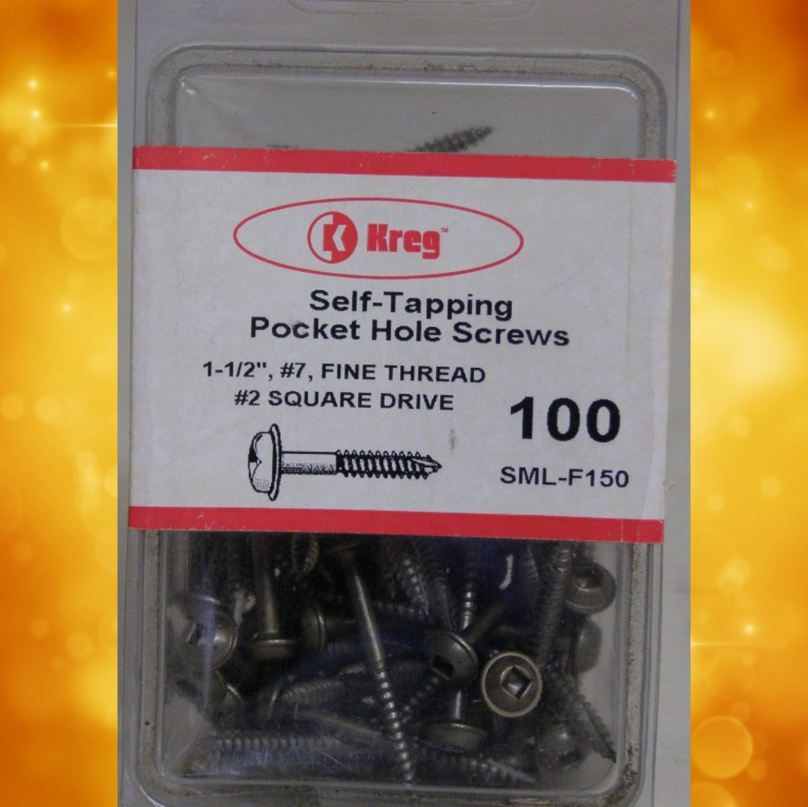 Kreg Pocket Hole Screws SML-F150-100 Kreg 1-1/2" #7, Self-Tapping, Fine-Thread, Washer Head, 100 count SML-F150-100