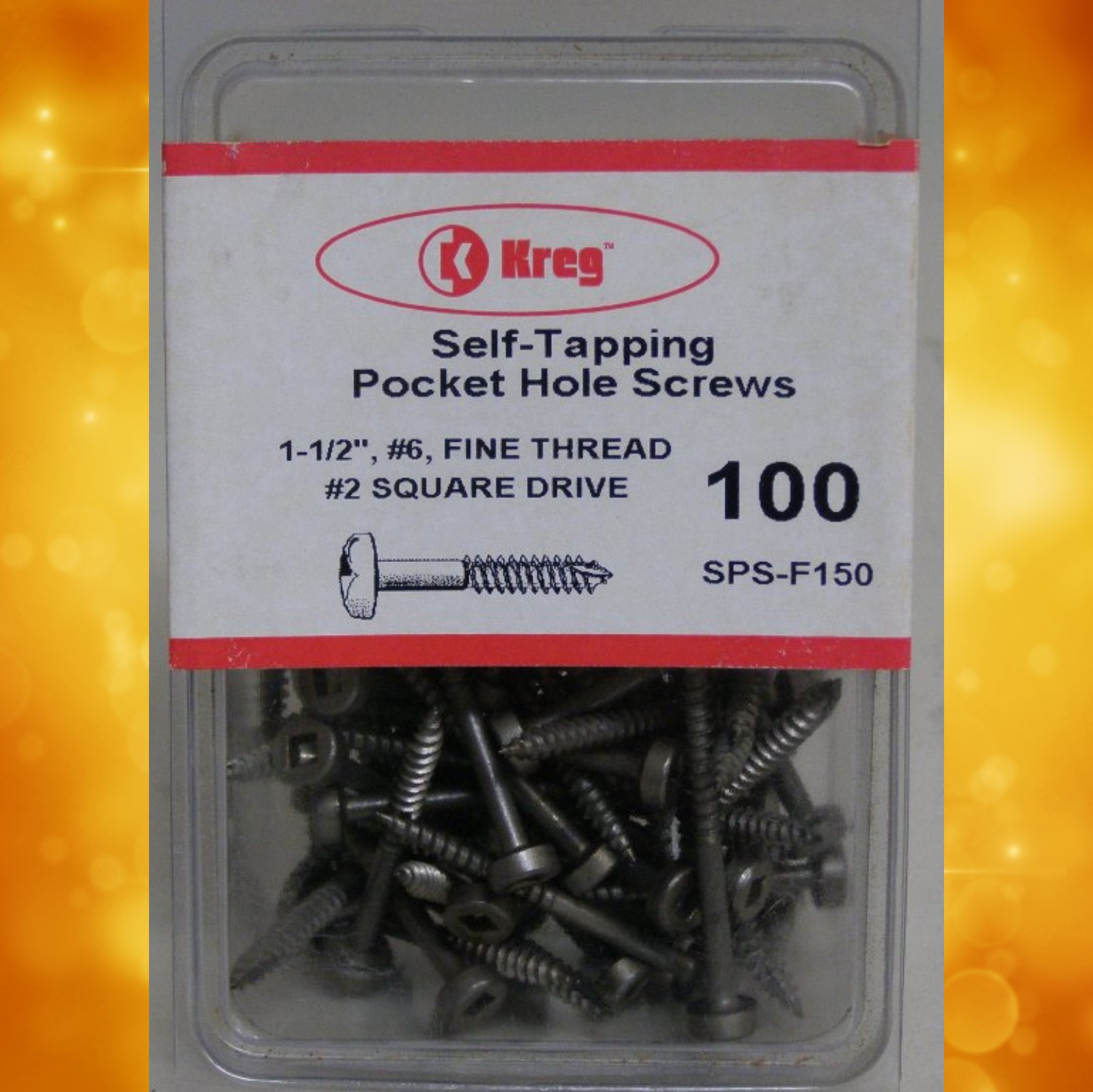 Kreg Pocket Hole Screws SPS-F150-100 Kreg 1-1/2" #7, Self-Tapping, Fine-Thread, Pan Head, 100 count SPS-F150-100